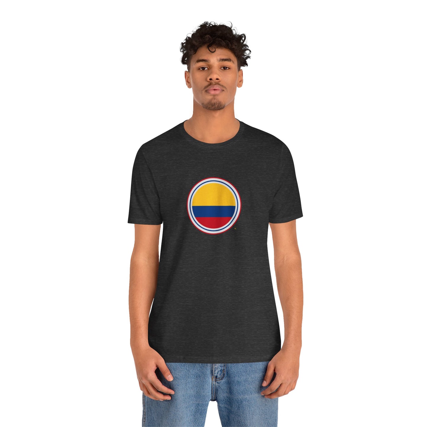 Camiseta com Círculo da Bandeira da Colômbia | Camiseta Orgulho da Colômbia