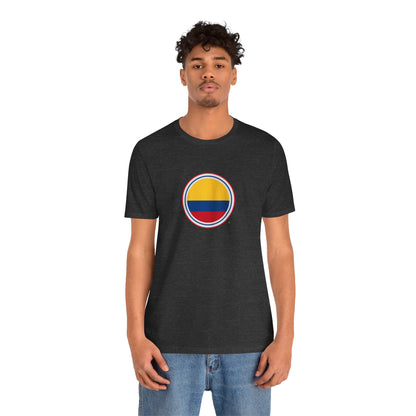 Camiseta com Círculo da Bandeira da Colômbia | Camiseta Orgulho da Colômbia
