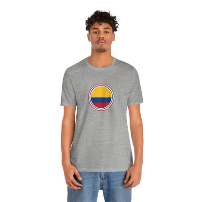 Camiseta com Círculo da Bandeira da Colômbia | Camiseta Orgulho da Colômbia