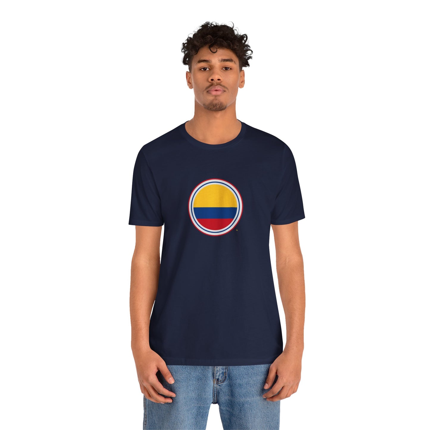 Camiseta com Círculo da Bandeira da Colômbia | Camiseta Orgulho da Colômbia