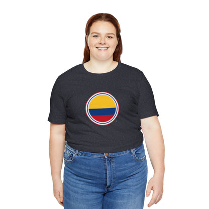 Camiseta com Círculo da Bandeira da Colômbia | Camiseta Orgulho da Colômbia