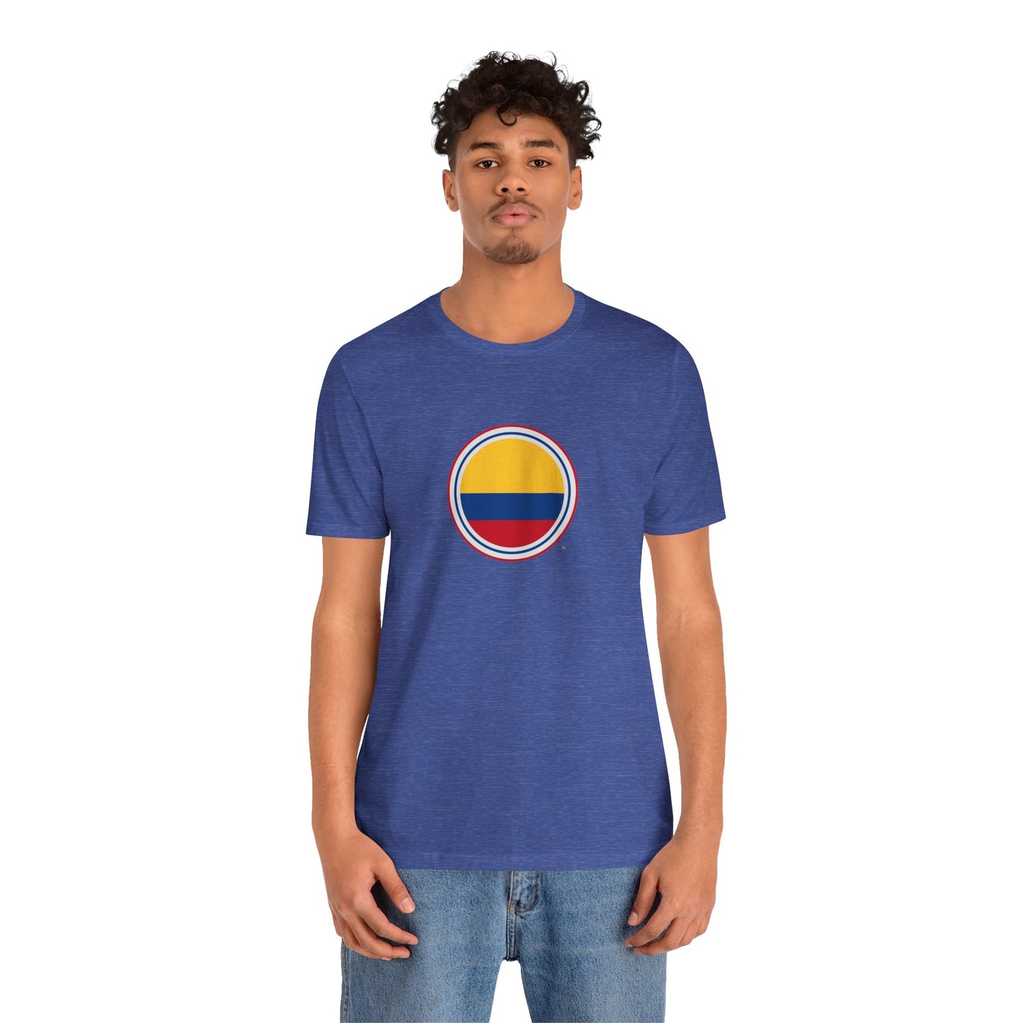 Camiseta com Círculo da Bandeira da Colômbia | Camiseta Orgulho da Colômbia