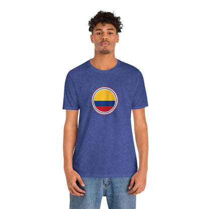 Camiseta com Círculo da Bandeira da Colômbia | Camiseta Orgulho da Colômbia