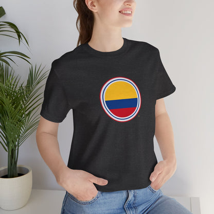 Camiseta com Círculo da Bandeira da Colômbia | Camiseta Orgulho da Colômbia
