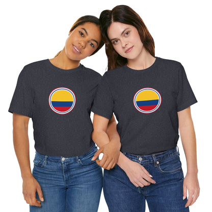 Camiseta com Círculo da Bandeira da Colômbia | Camiseta Orgulho da Colômbia