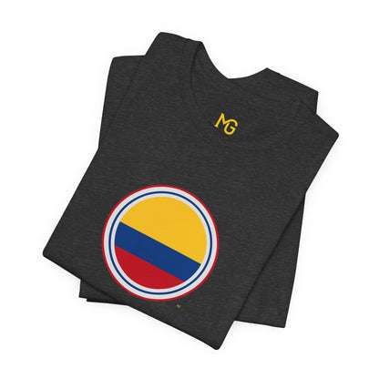 Camiseta com Círculo da Bandeira da Colômbia | Camiseta Orgulho da Colômbia