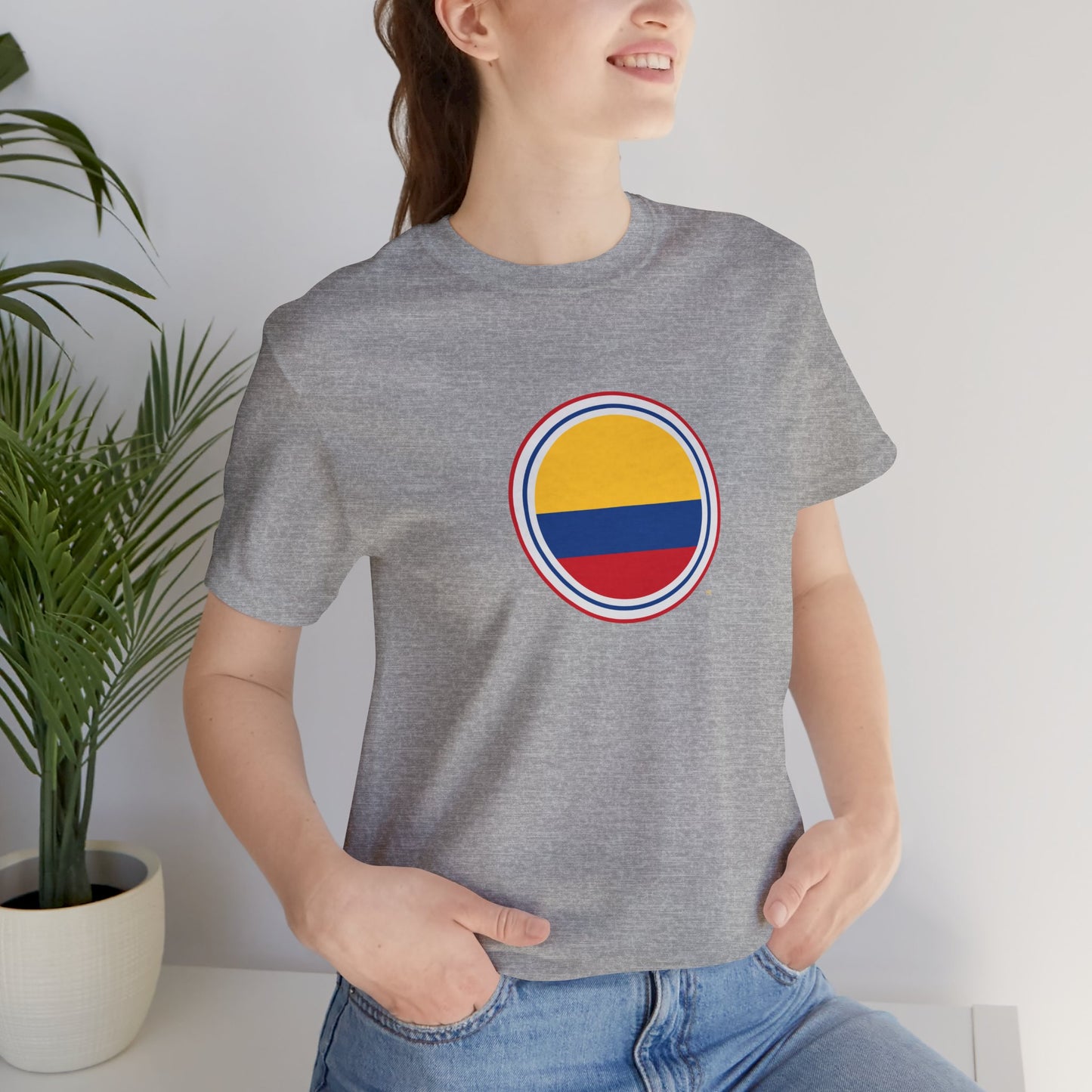 Camiseta com Círculo da Bandeira da Colômbia | Camiseta Orgulho da Colômbia
