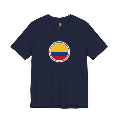Camiseta com Círculo da Bandeira da Colômbia | Camiseta Orgulho da Colômbia