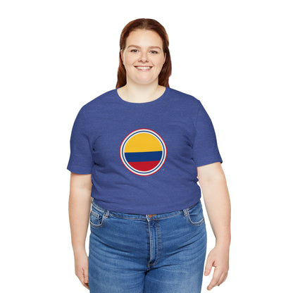 Camiseta com Círculo da Bandeira da Colômbia | Camiseta Orgulho da Colômbia