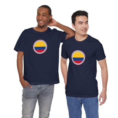 Camiseta com Círculo da Bandeira da Colômbia | Camiseta Orgulho da Colômbia
