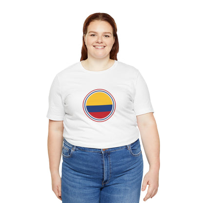 Camiseta com Círculo da Bandeira da Colômbia | Camiseta Orgulho da Colômbia