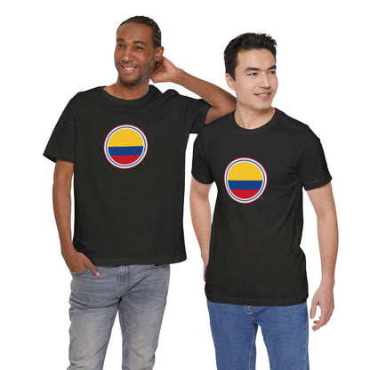 Camiseta com Círculo da Bandeira da Colômbia | Camiseta Orgulho da Colômbia