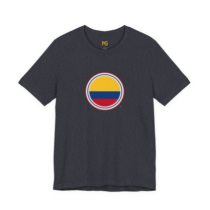 Camiseta com Círculo da Bandeira da Colômbia | Camiseta Orgulho da Colômbia