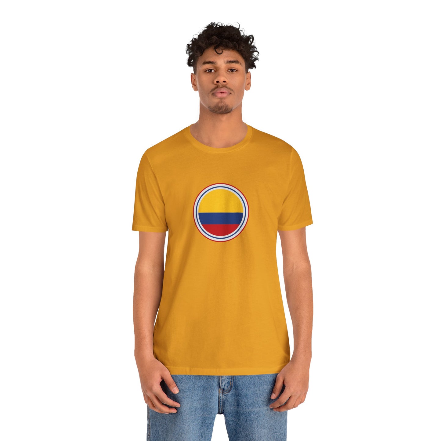 Camiseta com Círculo da Bandeira da Colômbia | Camiseta Orgulho da Colômbia