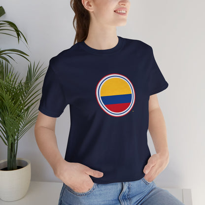 Camiseta com Círculo da Bandeira da Colômbia | Camiseta Orgulho da Colômbia