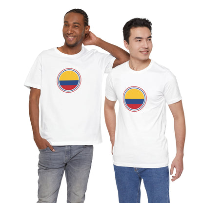 Camiseta com Círculo da Bandeira da Colômbia | Camiseta Orgulho da Colômbia