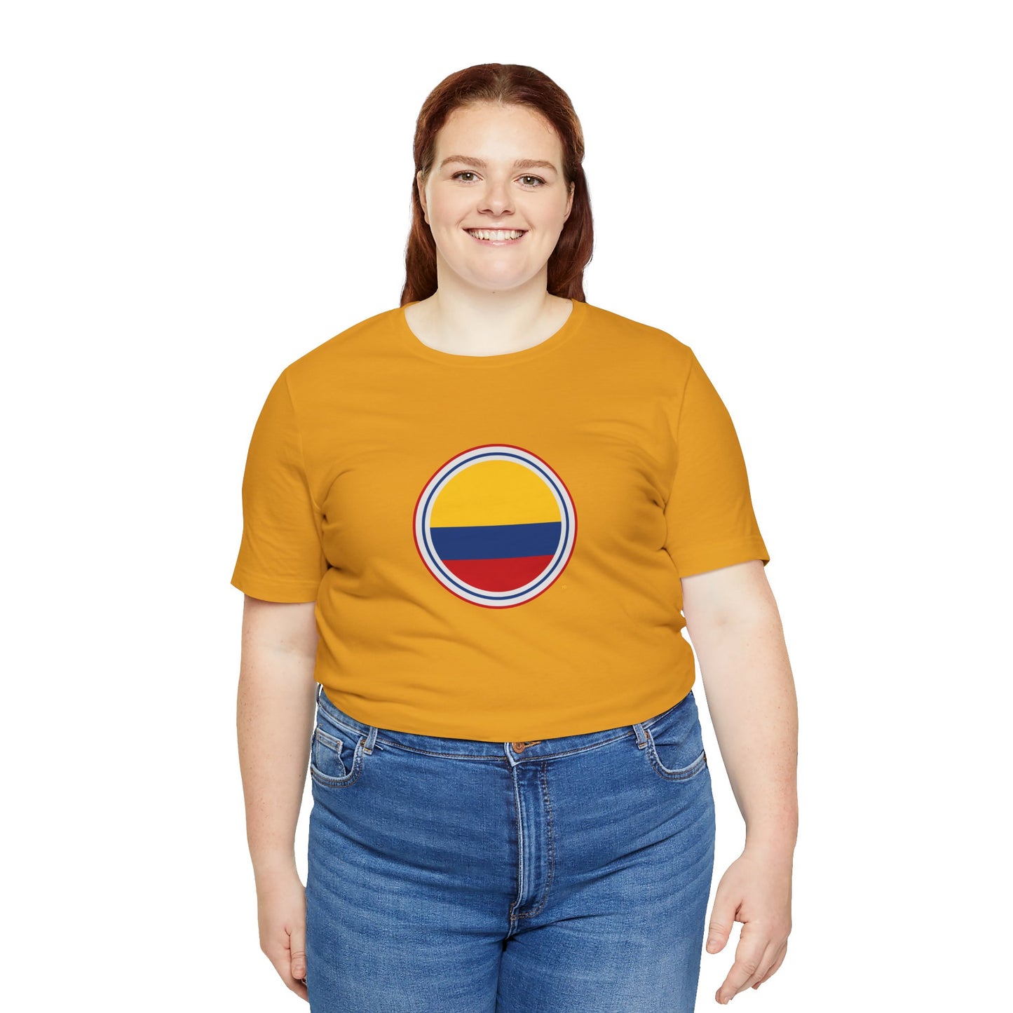 Camiseta com Círculo da Bandeira da Colômbia | Camiseta Orgulho da Colômbia