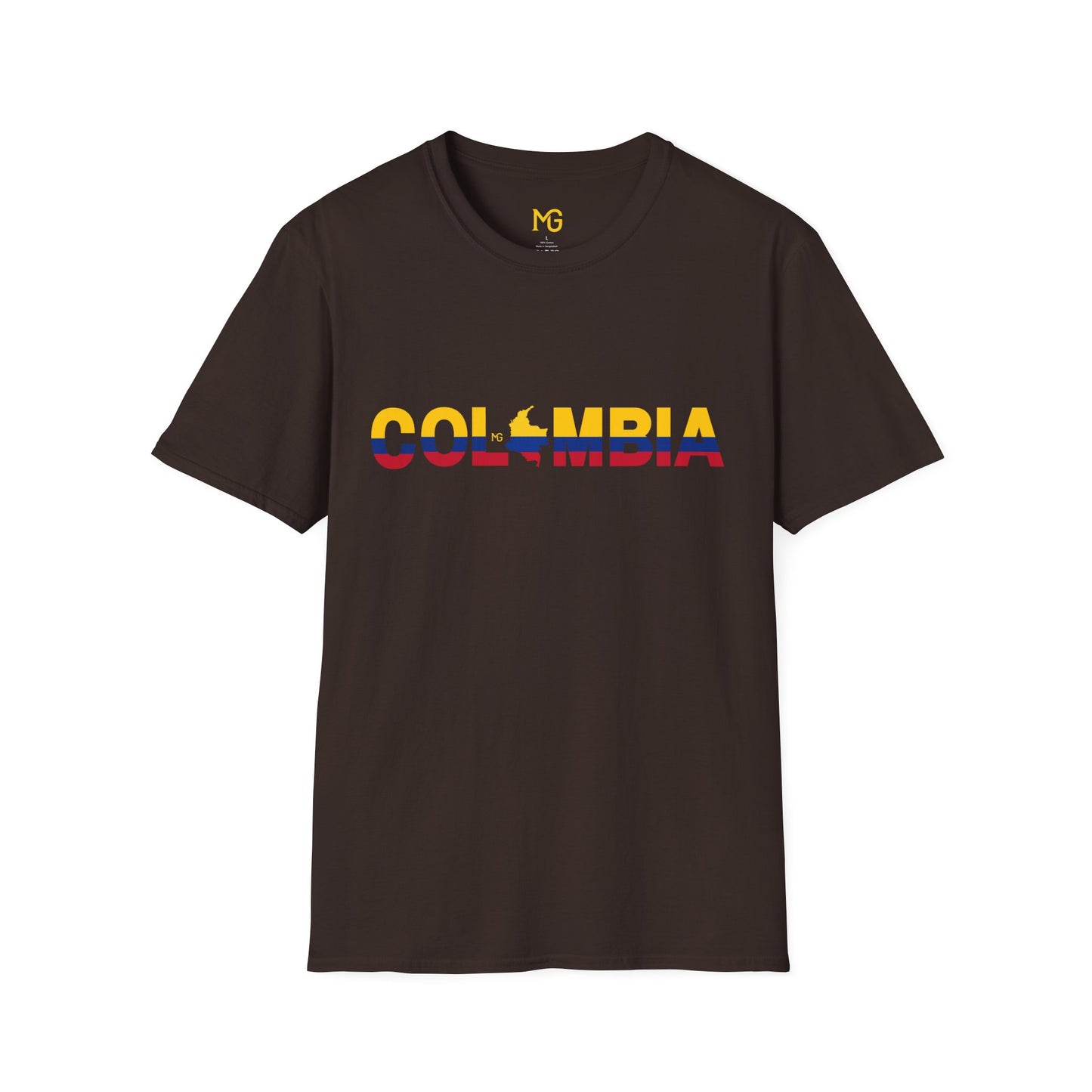 Camiseta com listras da bandeira da Colômbia