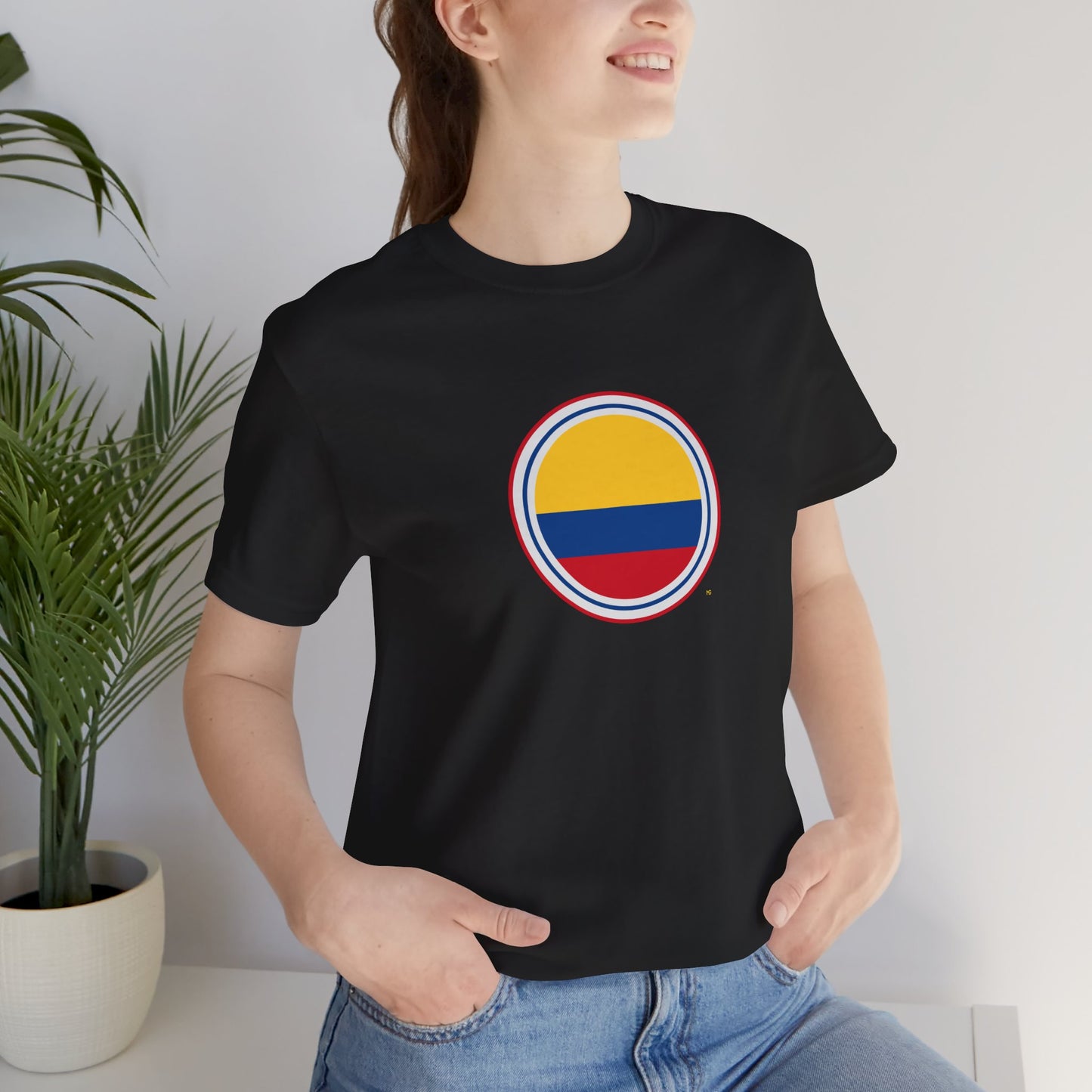 Camiseta com Círculo da Bandeira da Colômbia | Camiseta Orgulho da Colômbia