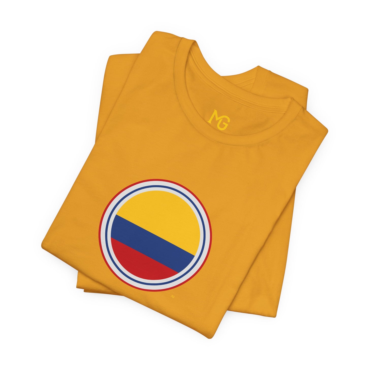 Camiseta com Círculo da Bandeira da Colômbia | Camiseta Orgulho da Colômbia