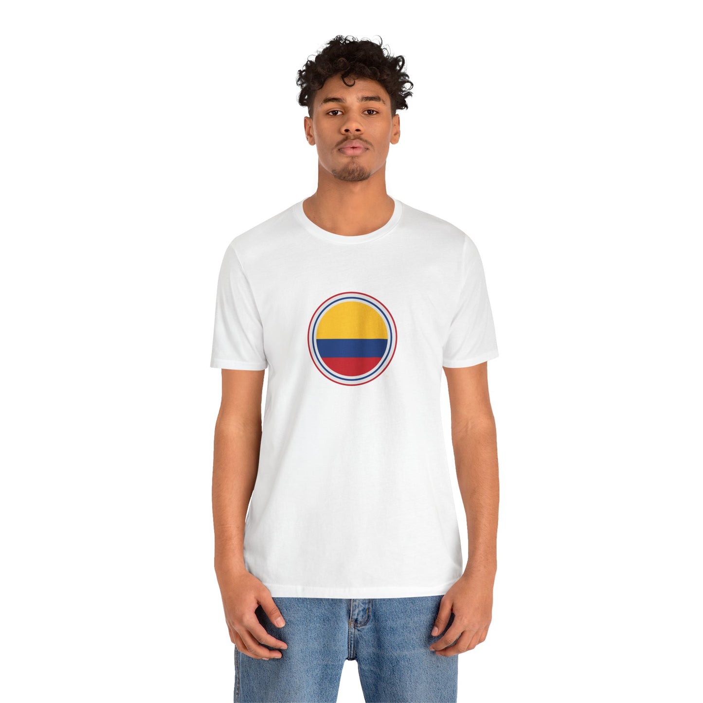 Camiseta com Círculo da Bandeira da Colômbia | Camiseta Orgulho da Colômbia