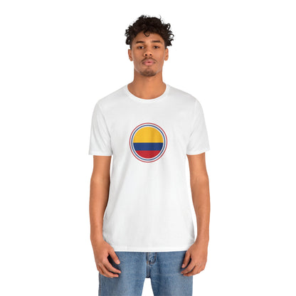 Camiseta com Círculo da Bandeira da Colômbia | Camiseta Orgulho da Colômbia