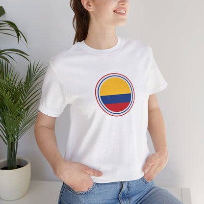 Camiseta com Círculo da Bandeira da Colômbia | Camiseta Orgulho da Colômbia