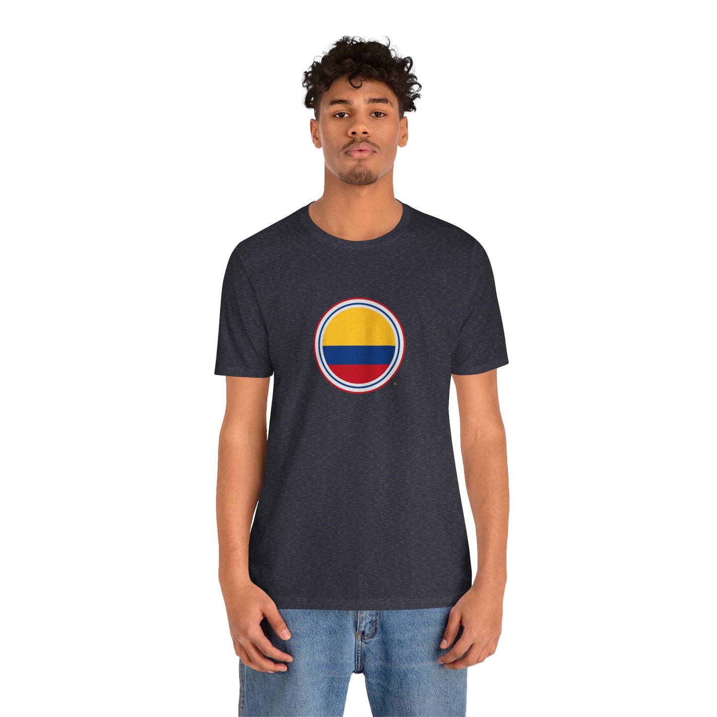 Camiseta com Círculo da Bandeira da Colômbia | Camiseta Orgulho da Colômbia