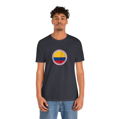 Camiseta com Círculo da Bandeira da Colômbia | Camiseta Orgulho da Colômbia
