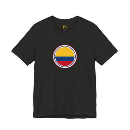 Camiseta com Círculo da Bandeira da Colômbia | Camiseta Orgulho da Colômbia