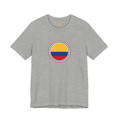 Camiseta com Círculo da Bandeira da Colômbia | Camiseta Orgulho da Colômbia