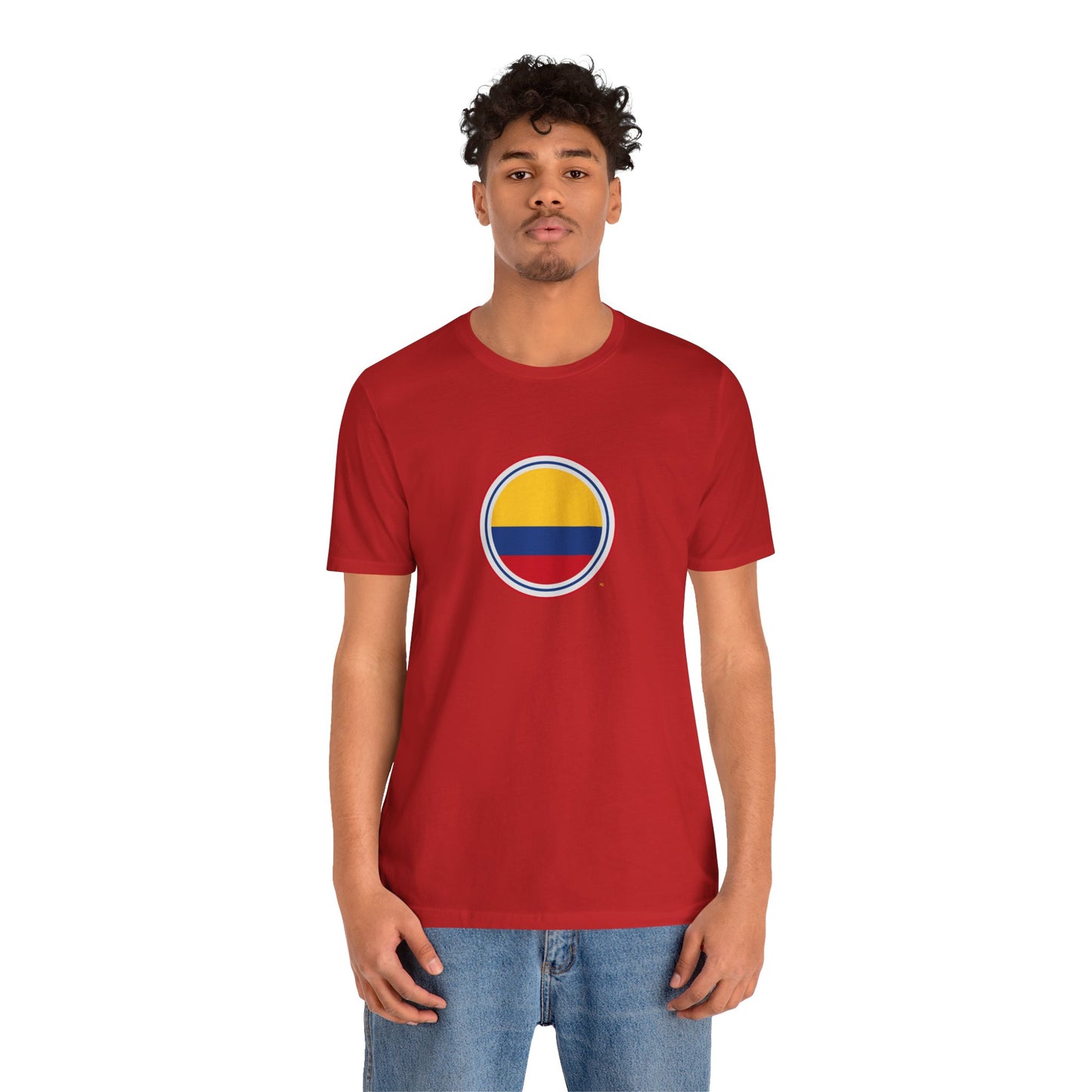 Camiseta com Círculo da Bandeira da Colômbia | Camiseta Orgulho da Colômbia