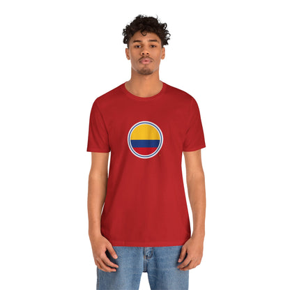 Camiseta com Círculo da Bandeira da Colômbia | Camiseta Orgulho da Colômbia