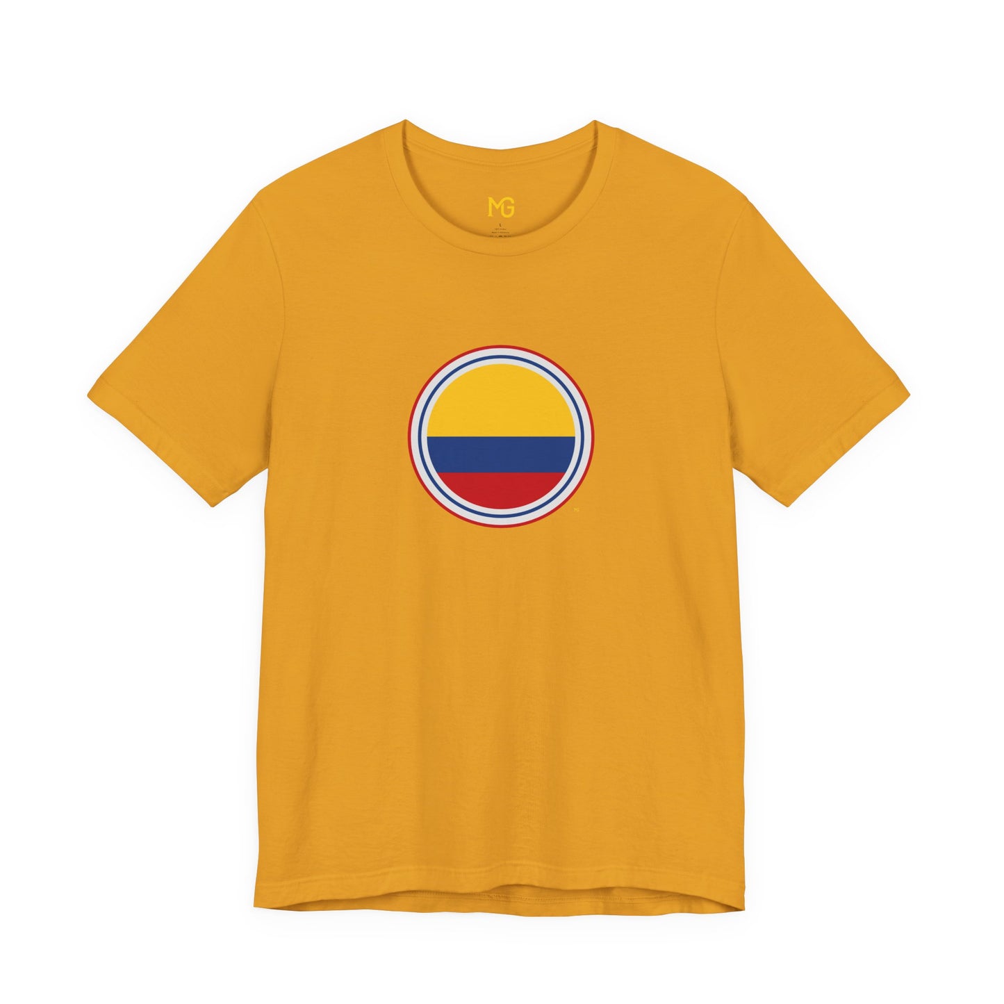 Camiseta com Círculo da Bandeira da Colômbia | Camiseta Orgulho da Colômbia