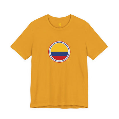 Camiseta com Círculo da Bandeira da Colômbia | Camiseta Orgulho da Colômbia