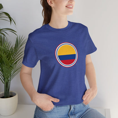 Camiseta com Círculo da Bandeira da Colômbia | Camiseta Orgulho da Colômbia