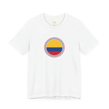 Camiseta com Círculo da Bandeira da Colômbia | Camiseta Orgulho da Colômbia