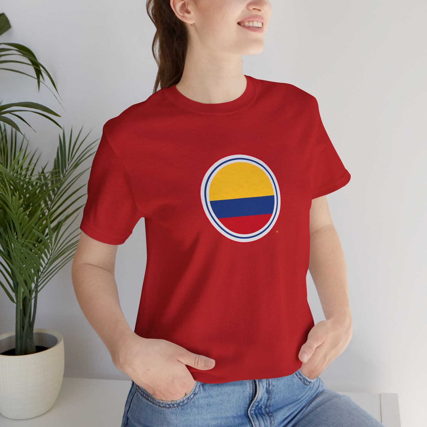 Camiseta com Círculo da Bandeira da Colômbia | Camiseta Orgulho da Colômbia