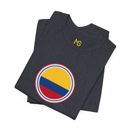 Camiseta com Círculo da Bandeira da Colômbia | Camiseta Orgulho da Colômbia