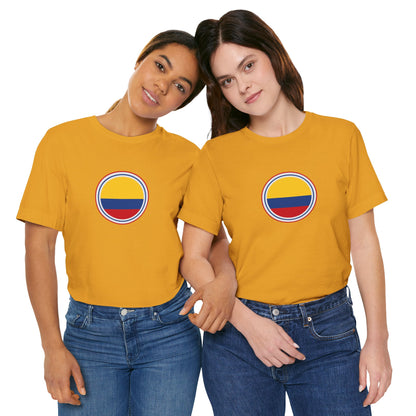Camiseta com Círculo da Bandeira da Colômbia | Camiseta Orgulho da Colômbia