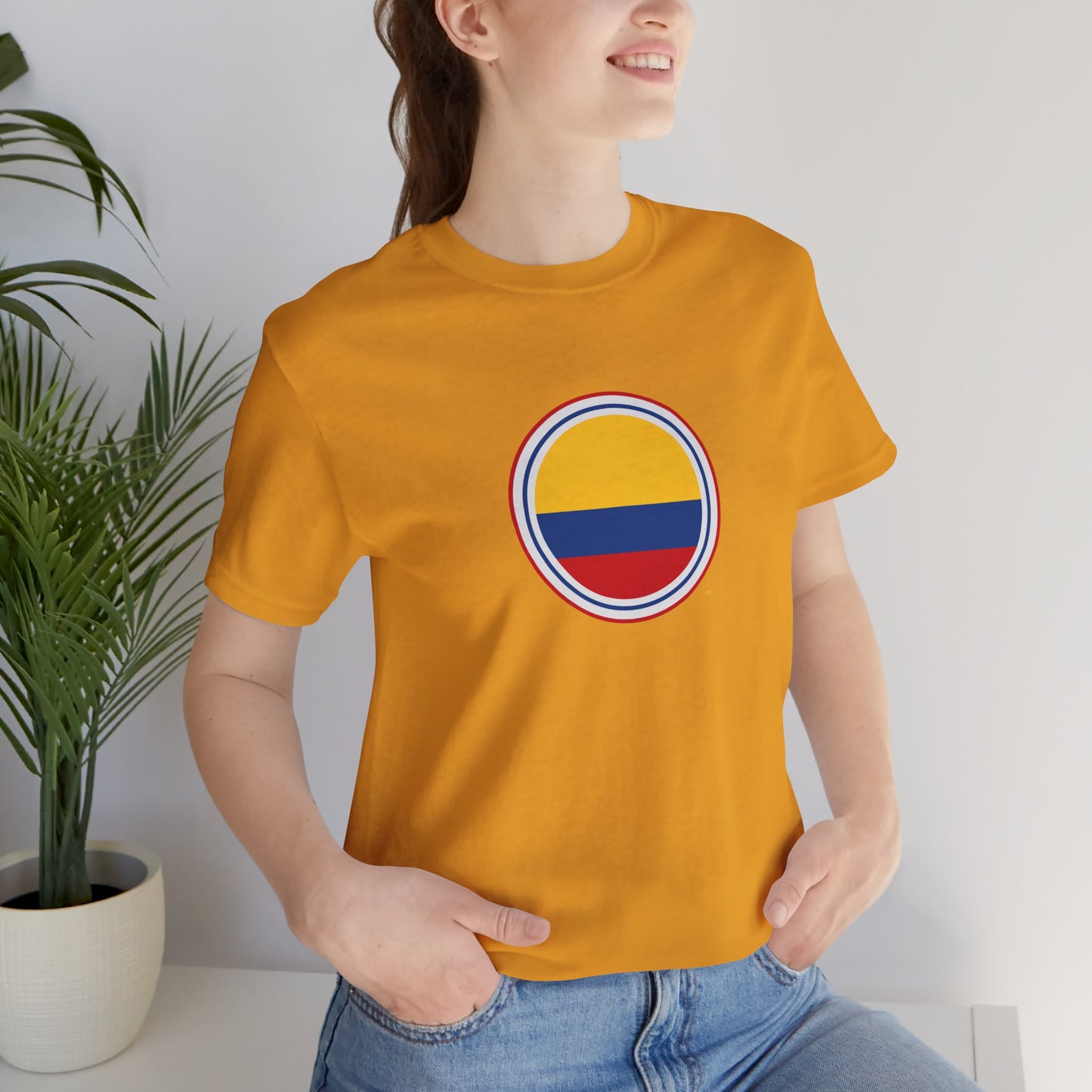 Camiseta com Círculo da Bandeira da Colômbia | Camiseta Orgulho da Colômbia