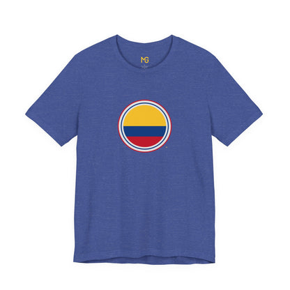 Camiseta com Círculo da Bandeira da Colômbia | Camiseta Orgulho da Colômbia
