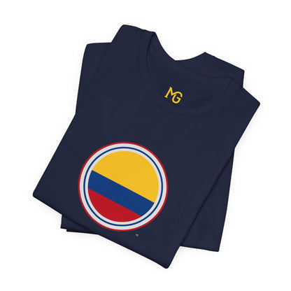 Camiseta com Círculo da Bandeira da Colômbia | Camiseta Orgulho da Colômbia